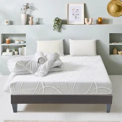 Olympe Literie Pack Eupraxie 90x190 cm Matelas Mousse + Sommier Bois + Accessoires