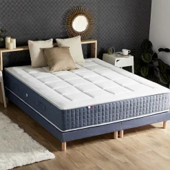 Idliterie Pack matelas 7 zones sommier bleu couette oreillers 160x200