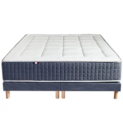 Idliterie Pack matelas 7 zones sommier bleu couette oreillers 160x200