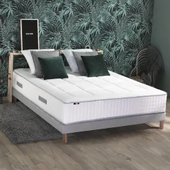 Idliterie Pack matelas ressort 7 zones et sommier et oreiller couette 140x190