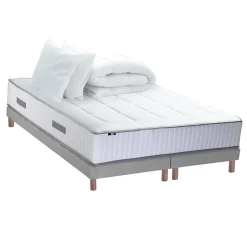 Idliterie Pack matelas ressort et visco et 2 sommiers couette oreiller 180x200