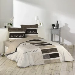 L'Effet Papillon Pack parure de couette 260x240 cm So natural + drap housse 160x200x30 Beige