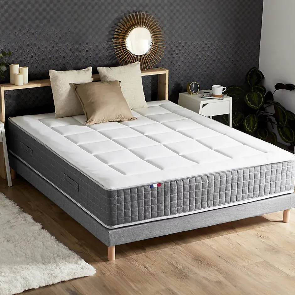 Idliterie Pack ressort 7 zones sommier couette oreiller 140x190 New