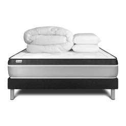 Vitalit Pack sommier kit matelas Mousse polyuréthane à mémoire de forme avec couette et oreillers Hot