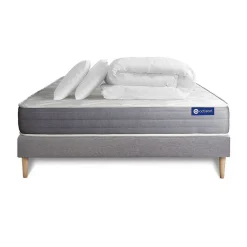 Actisom Pack sommier kit matelas Latex et mémoire de forme avec couette et oreillers Best