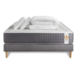 Litier Deluxe Pack sommier kit matelas Ressorts ensachés et mémoire de forme avec couette et oreillers