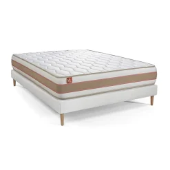 Marmottes & Co Pack sommier kit matelas Ressorts ensachés et mémoire de forme avec couette et oreillers