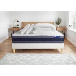 Actisom Pack sommier kit matelas Latex et mémoire de forme avec couette et oreillers Sale