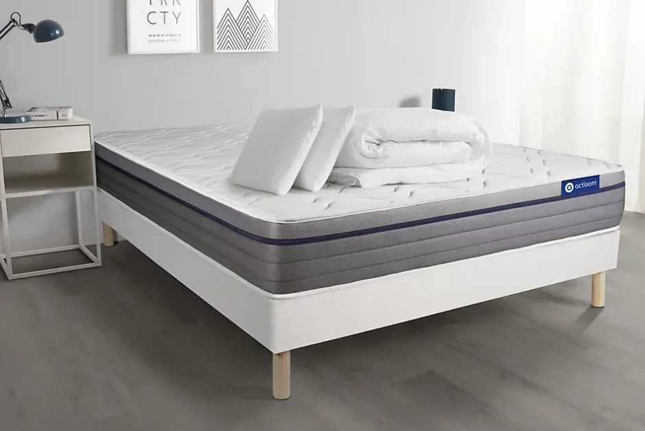 Actisom Pack sommier kit matelas Latex et mémoire de forme avec couette et oreillers Online