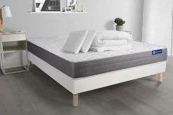 Actisom Pack sommier kit matelas Latex et mémoire de forme avec couette et oreillers