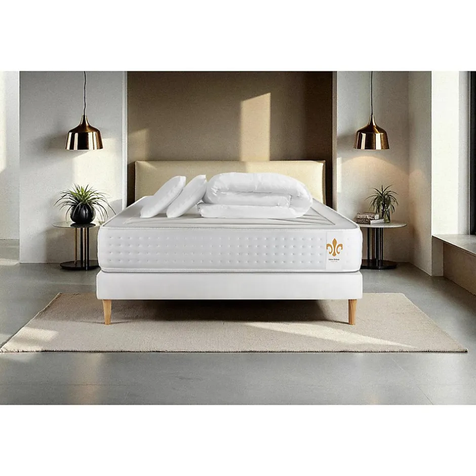 Litier Deluxe Pack sommier kit matelas Ressorts ensachés et mémoire de forme avec couette et oreillers