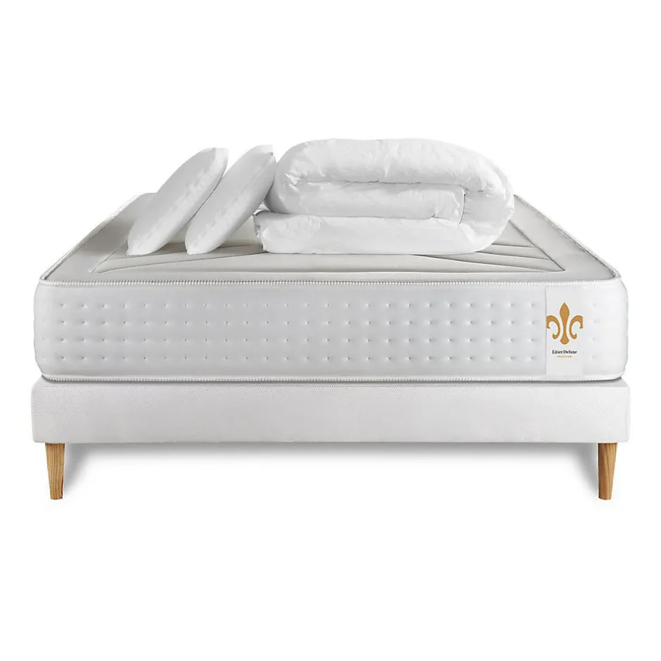 Litier Deluxe Pack sommier kit matelas Ressorts ensachés et mémoire de forme avec couette et oreillers