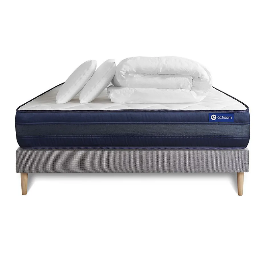 Actisom Pack sommier kit matelas Mémoire de forme avec couette et oreillers Clearance