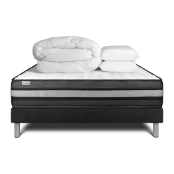 Vitalit Pack sommier kit matelas Mousse polyuréthane à mémoire de forme avec couette et oreillers