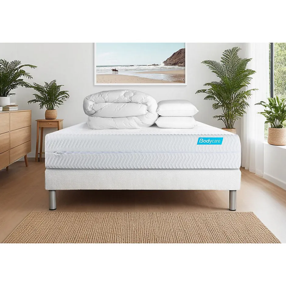 Bodycare Pack sommier kit matelas Mémoire de forme avec couette et oreillers