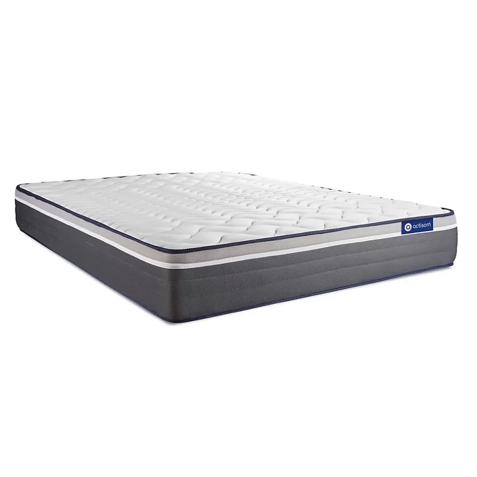 Actisom Pack sommier kit matelas Latex et mémoire de forme avec couette et oreillers New