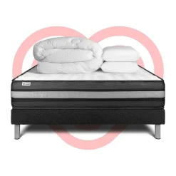 Vitalit Pack sommier kit matelas Mousse polyuréthane à mémoire de forme avec couette et oreillers