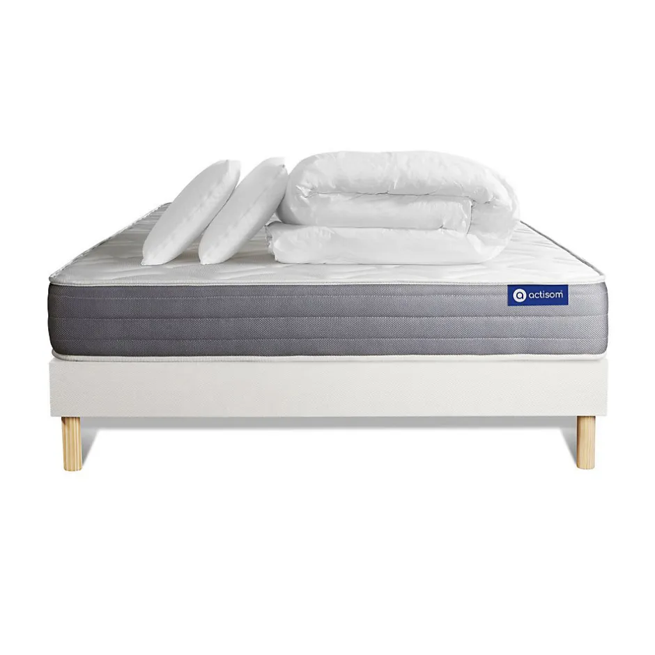 Actisom Pack sommier kit matelas Mémoire de forme avec couette et oreillers Online