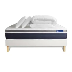 Actisom Pack sommier kit matelas Latex et mémoire de forme avec couette et oreillers