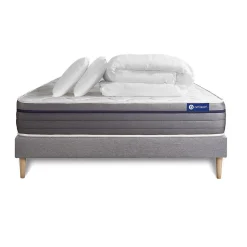 Actisom Pack sommier kit matelas Mémoire de forme avec couette et oreillers Discount
