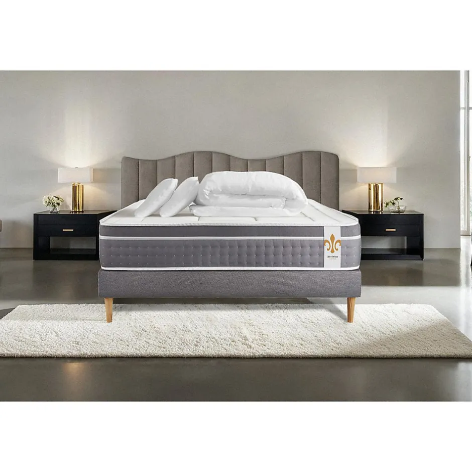 Litier Deluxe Pack sommier kit matelas Ressorts ensachés et mémoire de forme avec couette et oreillers