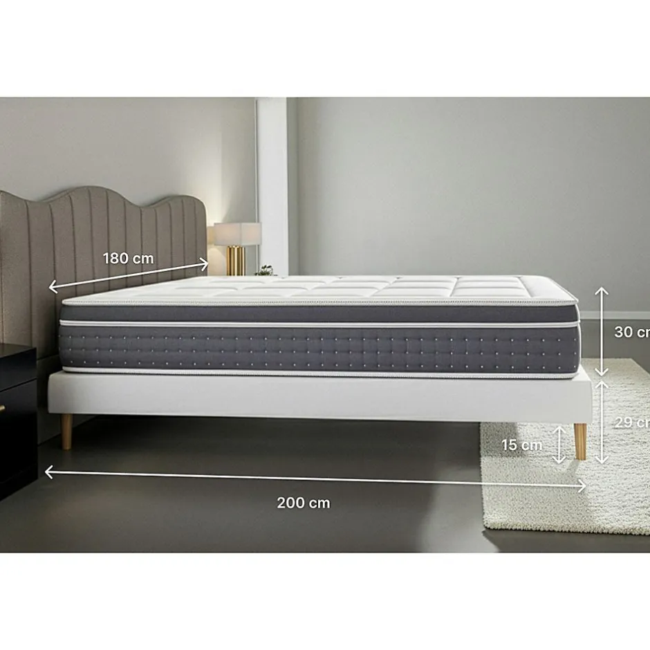 Litier Deluxe Pack sommier kit matelas Ressorts ensachés et mémoire de forme avec couette et oreillers