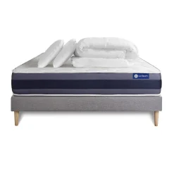 Actisom Pack sommier kit matelas Mémoire de forme avec couette et oreillers