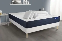 Actisom Pack sommier kit matelas Ressorts ensachés et mémoire de forme avec couette et oreillers Best