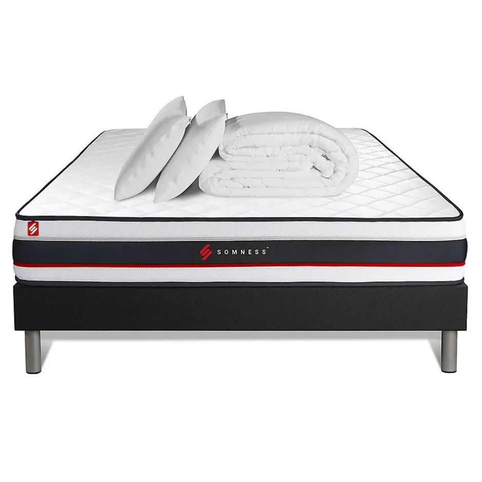 Somness Pack sommier kit matelas Mousse avec couette et oreillers