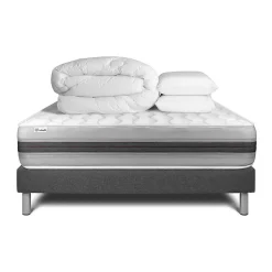 Vitalit Pack sommier kit matelas Ressorts ensachés et mémoire de forme avec couette et oreillers Sale
