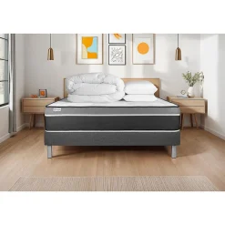 Vitalit Pack sommier kit matelas Ressorts ensachés et mémoire de forme avec couette et oreillers