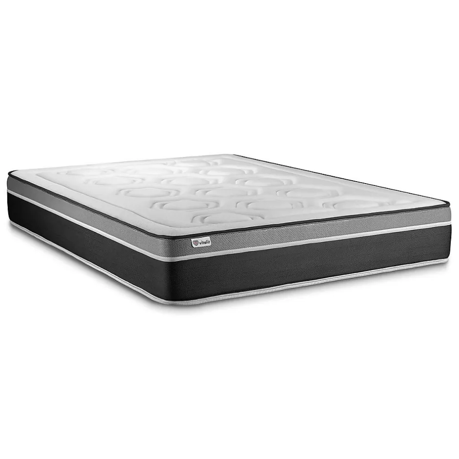 Vitalit Pack sommier kit matelas Ressorts ensachés et mémoire de forme avec couette et oreillers