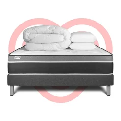 Vitalit Pack sommier kit matelas Ressorts ensachés et mémoire de forme avec couette et oreillers