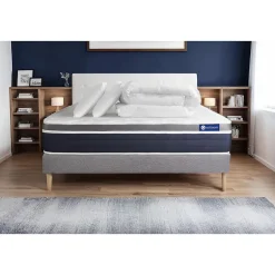 Actisom Pack sommier kit matelas Ressorts ensachés et mémoire de forme avec couette et oreillers Sale