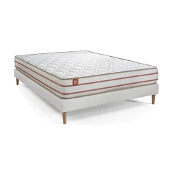 Marmottes & Co Pack sommier kit matelas Mémoire de forme avec couette et oreillers New