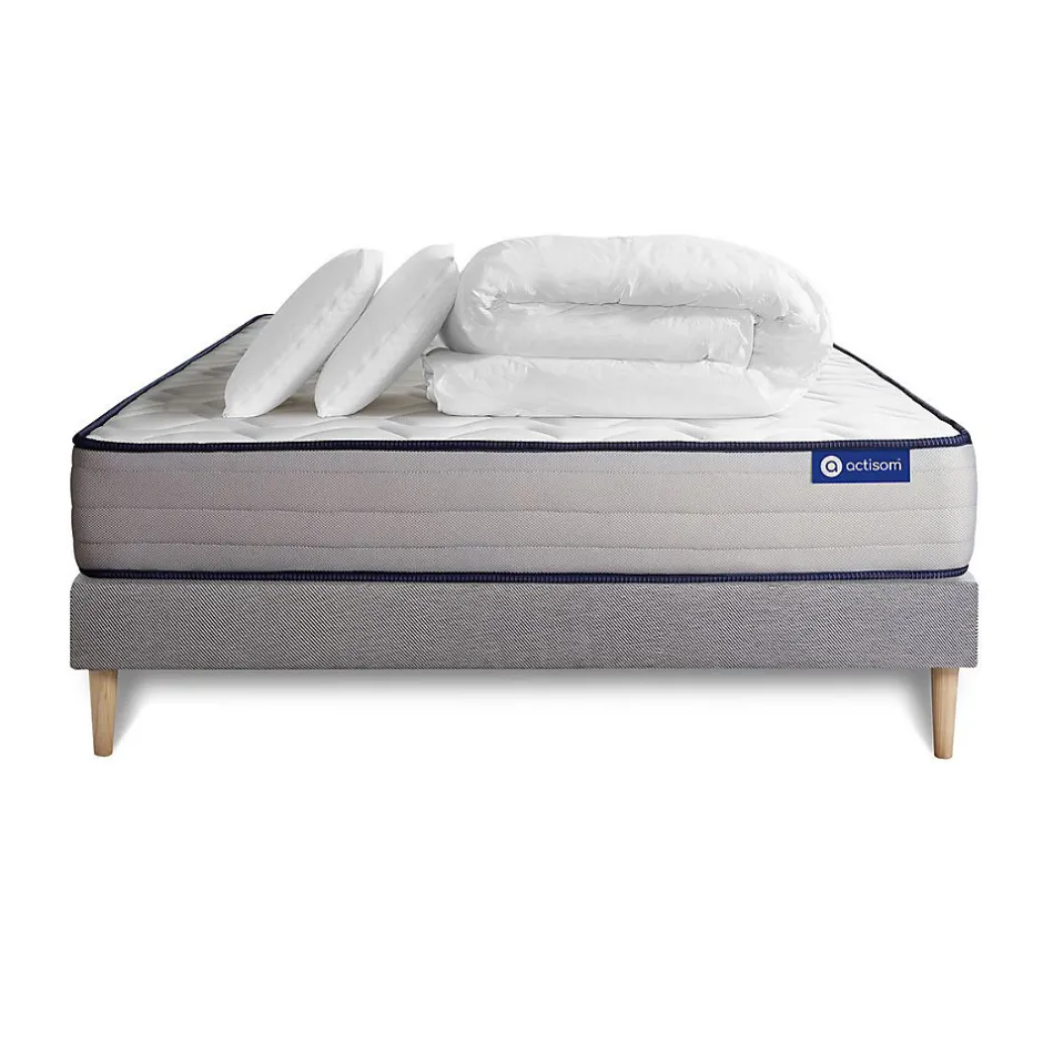 Actisom Pack sommier kit matelas Ressorts ensachés et mémoire de forme avec couette et oreillers Clearance
