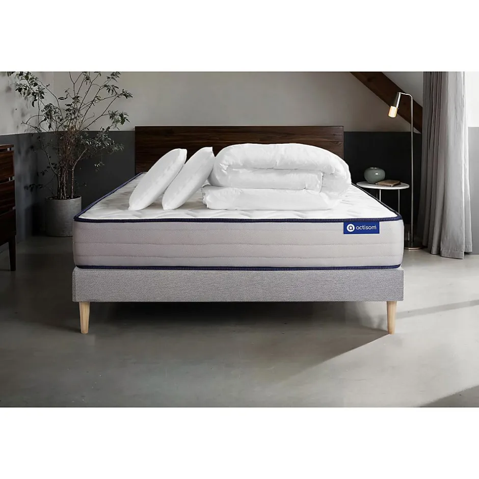 Actisom Pack sommier kit matelas Ressorts ensachés et mémoire de forme avec couette et oreillers Clearance