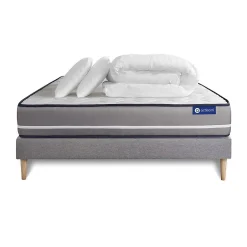 Actisom Pack sommier kit matelas Ressorts ensachés avec couette et oreillers