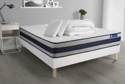 Actisom Pack sommier kit matelas Mémoire de forme avec couette et oreillers Discount