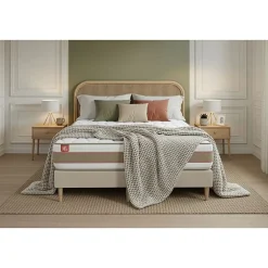 Marmottes & Co Pack sommier tapissier matelas Ressorts ensachés et mémoire de forme avec couette et oreillers New