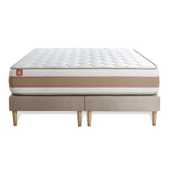 Marmottes & Co Pack sommier tapissier matelas Ressorts ensachés et mémoire de forme avec couette et oreillers New