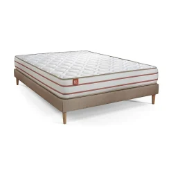 Marmottes & Co Pack sommier tapissier matelas Mémoire de forme avec couette et oreillers