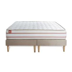 Marmottes & Co Pack sommier tapissier matelas Mémoire de forme avec couette et oreillers