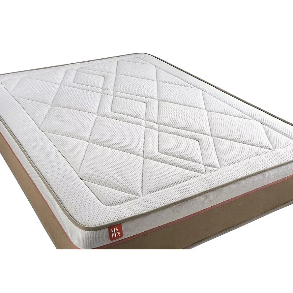 Marmottes & Co Pack sommier tapissier matelas Ressorts ensachés et mémoire de forme avec couette et oreillers Discount