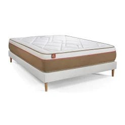 Marmottes & Co Pack sommier tapissier matelas Ressorts ensachés et mémoire de forme avec couette et oreillers Discount
