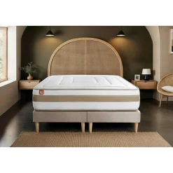 Marmottes & Co Pack sommier tapissier matelas Ressorts ensachés et mémoire de forme avec couette et oreillers