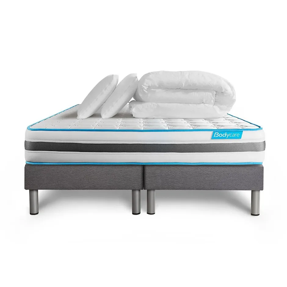 Bodycare Pack sommier tapissier matelas Ressorts ensachés avec couette et oreillers Discount