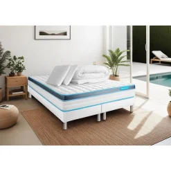 Bodycare Pack sommier tapissier matelas Mémoire de forme avec couette et oreillers