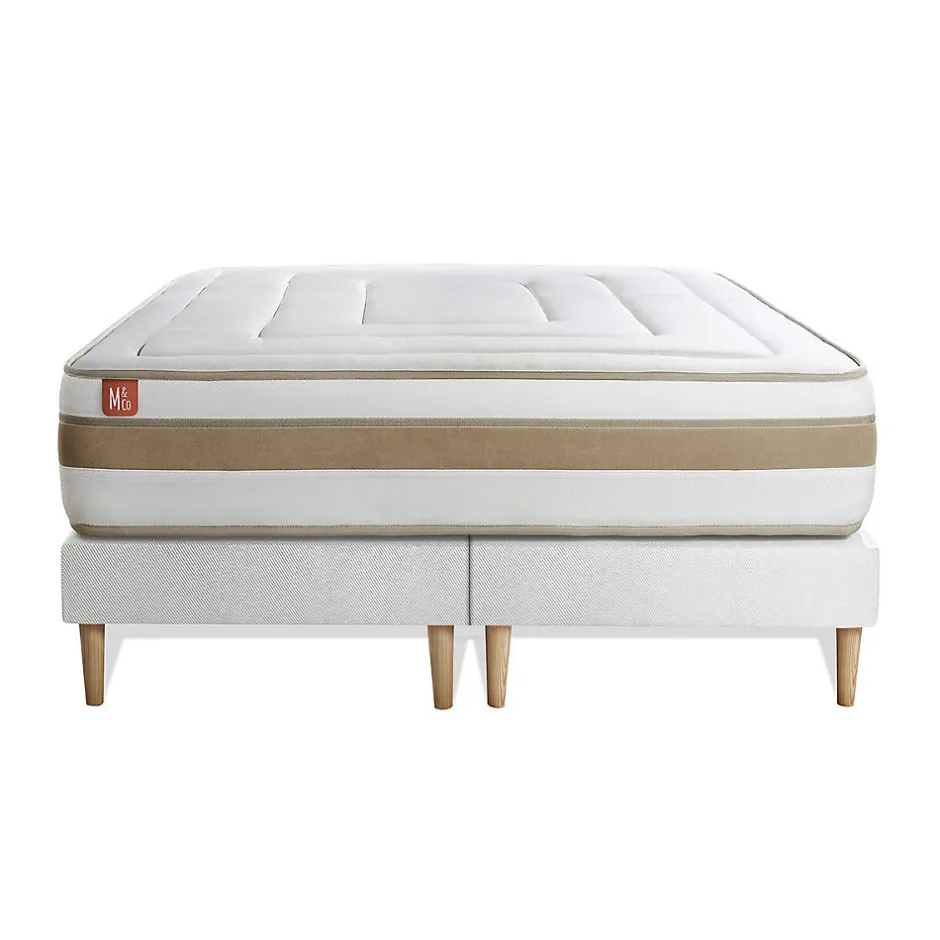 Marmottes & Co Pack sommier tapissier matelas Ressorts ensachés et mémoire de forme avec couette et oreillers Outlet