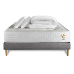 Litier Deluxe Pack sommier tapissier matelas Ressorts ensachés et mémoire de forme avec couette et oreillers